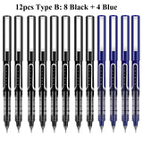 Deli RollerBall Pens,12 Pack Blue Black Fine Point Roller Ball Pen, 0.5mm Liquid Gel Ink Pen for Writing Journaling Taking Notes