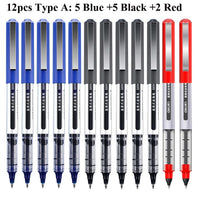 Deli RollerBall Pens,12 Pack Blue Black Fine Point Roller Ball Pen, 0.5mm Liquid Gel Ink Pen for Writing Journaling Taking Notes
