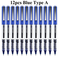 Deli RollerBall Pens,12 Pack Blue Black Fine Point Roller Ball Pen, 0.5mm Liquid Gel Ink Pen for Writing Journaling Taking Notes