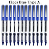 Deli RollerBall Pens,12 Pack Blue Black Fine Point Roller Ball Pen, 0.5mm Liquid Gel Ink Pen for Writing Journaling Taking Notes