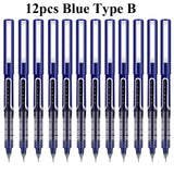 Deli RollerBall Pens,12 Pack Blue Black Fine Point Roller Ball Pen, 0.5mm Liquid Gel Ink Pen for Writing Journaling Taking Notes
