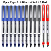 Deli RollerBall Pens,12 Pack Blue Black Fine Point Roller Ball Pen, 0.5mm Liquid Gel Ink Pen for Writing Journaling Taking Notes