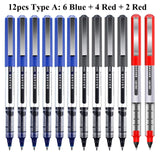 Deli RollerBall Pens,12 Pack Blue Black Fine Point Roller Ball Pen, 0.5mm Liquid Gel Ink Pen for Writing Journaling Taking Notes