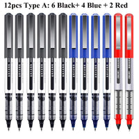 Deli RollerBall Pens,12 Pack Blue Black Fine Point Roller Ball Pen, 0.5mm Liquid Gel Ink Pen for Writing Journaling Taking Notes
