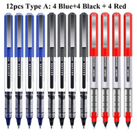 Deli RollerBall Pens,12 Pack Blue Black Fine Point Roller Ball Pen, 0.5mm Liquid Gel Ink Pen for Writing Journaling Taking Notes