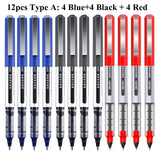 Deli RollerBall Pens,12 Pack Blue Black Fine Point Roller Ball Pen, 0.5mm Liquid Gel Ink Pen for Writing Journaling Taking Notes