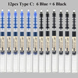 Deli RollerBall Pens,12 Pack Blue Black Fine Point Roller Ball Pen, 0.5mm Liquid Gel Ink Pen for Writing Journaling Taking Notes