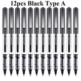 Deli RollerBall Pens,12 Pack Blue Black Fine Point Roller Ball Pen, 0.5mm Liquid Gel Ink Pen for Writing Journaling Taking Notes