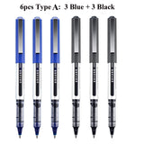 Deli Rollerball Blue Gel Pens, 0.5mm Liquid Ink Rolling Ball Quick Drying Pen for Writing, Journaling, Notes Taking