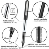Deli Rollerball Blue Gel Pens, 0.5mm Liquid Ink Rolling Ball Quick Drying Pen for Writing, Journaling, Notes Taking