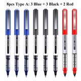 Deli Rollerball Blue Gel Pens, 0.5mm Liquid Ink Rolling Ball Quick Drying Pen for Writing, Journaling, Notes Taking
