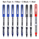 Deli Rollerball Blue Gel Pens, 0.5mm Liquid Ink Rolling Ball Quick Drying Pen for Writing, Journaling, Notes Taking