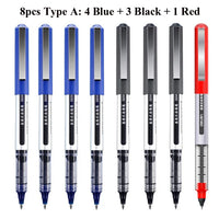 Deli Rollerball Blue Gel Pens, 0.5mm Liquid Ink Rolling Ball Quick Drying Pen for Writing, Journaling, Notes Taking