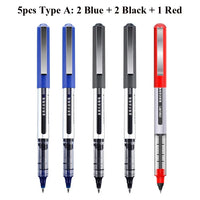 Deli Rollerball Blue Gel Pens, 0.5mm Liquid Ink Rolling Ball Quick Drying Pen for Writing, Journaling, Notes Taking