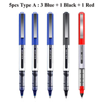 Deli Rollerball Blue Gel Pens, 0.5mm Liquid Ink Rolling Ball Quick Drying Pen for Writing, Journaling, Notes Taking