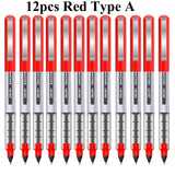 Deli Rollerball Pens, 12 Pack Blue/ Black Liquid Ink Ballpoint Gel Pens, 0.5 mm Fine Tip Rolling Ball Pens for Writing Drawing