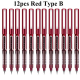 Deli Rollerball Pens, 12 Pack Blue/ Black Liquid Ink Ballpoint Gel Pens, 0.5 mm Fine Tip Rolling Ball Pens for Writing Drawing