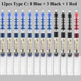 Deli Rollerball Pens, 12 Pack Blue/ Black Liquid Ink Ballpoint Gel Pens, 0.5 mm Fine Tip Rolling Ball Pens for Writing Drawing