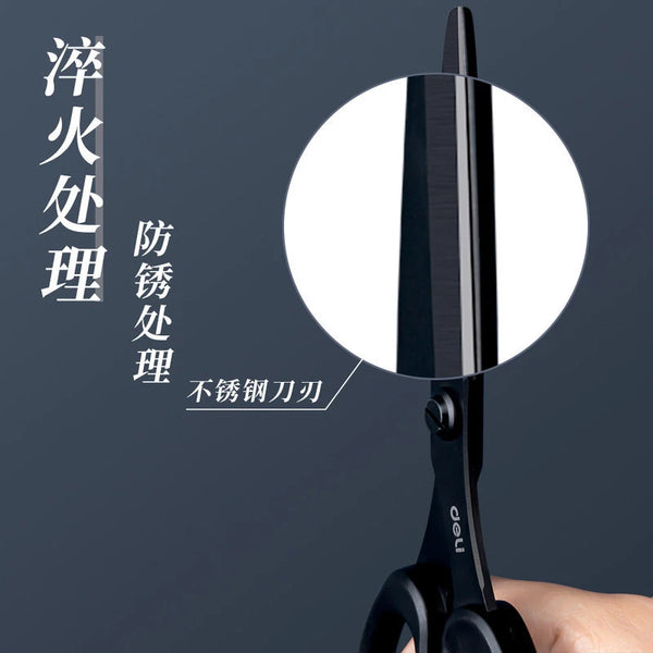 Deli Scissors Premium Stainless Steel Black Blades, Ergonomic Rubber G –  AOOKMIYA