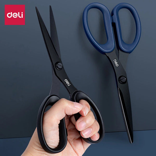 Deli Scissors Premium Stainless Steel Black Blades, Ergonomic Rubber G –  AOOKMIYA