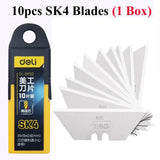 Deli Sharp Zinc Alloy Metal Retractable Utility Knife, Heavy Duty Quick-Change SK2 Blades Box Cutter for Cardboard, Carton