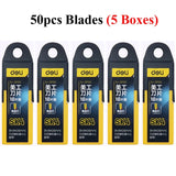 Deli Sharp Zinc Alloy Metal Retractable Utility Knife, Heavy Duty Quick-Change SK2 Blades Box Cutter for Cardboard, Carton