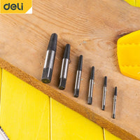 Deli Six-Piece Screw Extractor Damaged Screw Extractor Drill Bit Extractor Bolt Extractor Bolt Stud Remover Tool