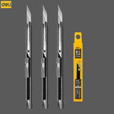 Deli Snap off Utility Knife Retractable 9mm Sharp 30 Degree Box Cutter Paper Carton Cutting Knife Auto-Locking SK5 Carbon Steel