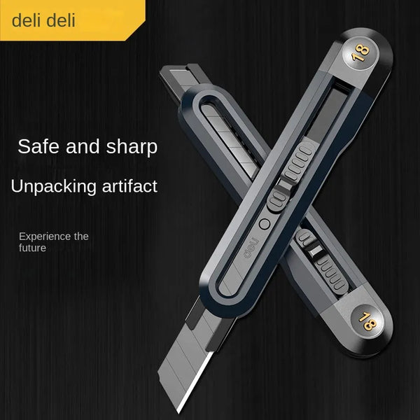 Deli Metal Box Cutters Retractable with 9mm Snap off Blades Razor