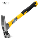 Deli Tools 1 Pcs 16oz Fiber Handle Claw Hammer High Carbon Steel Square Head with Magnetic Card Slot Woodworking Hand Tool
