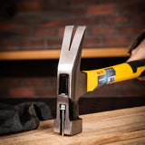 Deli Tools 1 Pcs 16oz Fiber Handle Claw Hammer High Carbon Steel Square Head with Magnetic Card Slot Woodworking Hand Tool