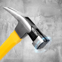 Deli Tools 1 Pcs 16oz Fiber Handle Claw Hammer High Carbon Steel Square Head with Magnetic Card Slot Woodworking Hand Tool