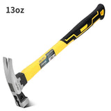 Deli Tools 1 Pcs 16oz Fiber Handle Claw Hammer High Carbon Steel Square Head with Magnetic Card Slot Woodworking Hand Tool