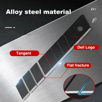 Deli Utility Knife Blades 18mm Width SK5 Alloy Steel Blades for Home School Handcraft Paper Box Cutting Tool 19mm Sharp Edge