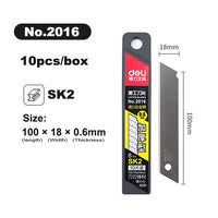 Deli Utility Knife Blades 18mm Width SK5 Alloy Steel Blades for Home School Handcraft Paper Box Cutting Tool 19mm Sharp Edge