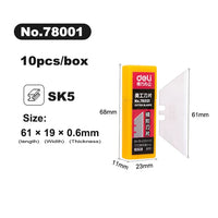 Deli Utility Knife Blades 18mm Width SK5 Alloy Steel Blades for Home School Handcraft Paper Box Cutting Tool 19mm Sharp Edge