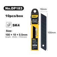 Deli Utility Knife Blades 18mm Width SK5 Alloy Steel Blades for Home School Handcraft Paper Box Cutting Tool 19mm Sharp Edge