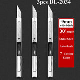 Deli Utility Knife,Retractable Box Cutter for Cartons, Cardboard and Boxes,9/18mm Wider Razor Sharp Blade,Carbon Steel Lockable
