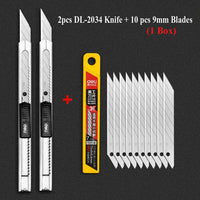 Deli Utility Knife,Retractable Box Cutter for Cartons, Cardboard and Boxes,9/18mm Wider Razor Sharp Blade,Carbon Steel Lockable