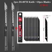 Deli Utility Knife,Retractable Box Cutter for Cartons, Cardboard and Boxes,9/18mm Wider Razor Sharp Blade,Carbon Steel Lockable