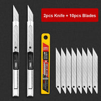 Deli Utility knife Retractable with 30 Degree Snap Off Blade 9MM Box Cutter Knife, Office Vinyl and Paper Cutting Craft Knives