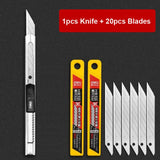 Deli Utility knife Retractable with 30 Degree Snap Off Blade 9MM Box Cutter Knife, Office Vinyl and Paper Cutting Craft Knives