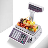 Digital Price Computing Scale 66LB/30KG Digital Weight Price Scale Label Printing Scale Double-sided Display Screen Scale