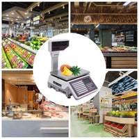 Digital Price Computing Scale 66LB/30KG Digital Weight Price Scale Label Printing Scale Double-sided Display Screen Scale