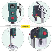 Display Digital Bench Drill, Posicionamento Infravermelho, Velocidade Ajustável, Benchtop Drill, Imprensa Máquina De Perfuração, Ferramenta De Madeira