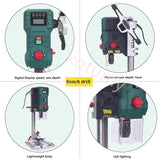 Display Digital Bench Drill, Posicionamento Infravermelho, Velocidade Ajustável, Benchtop Drill, Imprensa Máquina De Perfuração, Ferramenta De Madeira