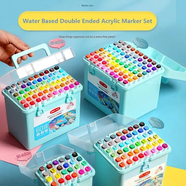 Dual Tip Coloring Acrílico Paint Markers Set com Caixa Portátil, Lavável, Ultra Clean, Art Supplies for Kids, Holiday Gifts, 3 +