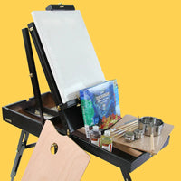 AOOKMIYA Easel Caballete Portable Easel Box for Painting Artist Oil Paint Stand Thick Aluminum Alloy Table Easel Box Painting Accessories