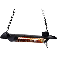 Electric Patio Heater, Outdoor Heater, 750W/1500W Ceiling Infrared Heater with Rectangular Shape, Black, Silent Heating Hanging