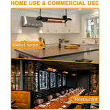 Electric Patio Heater, Outdoor Heater, 750W/1500W Ceiling Infrared Heater with Rectangular Shape, Black, Silent Heating Hanging